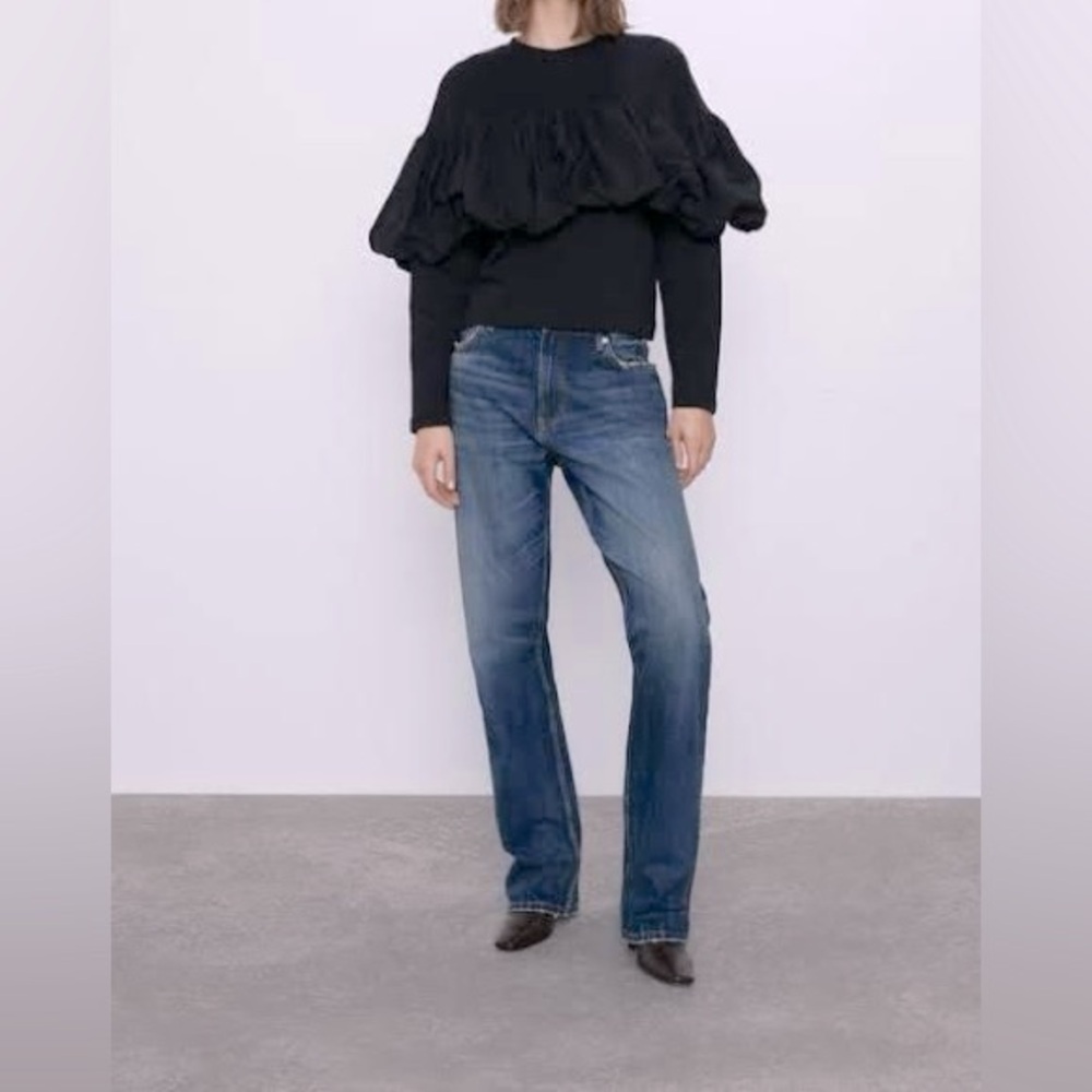 ZARA Women’s Size S Black Ruffle Sweater